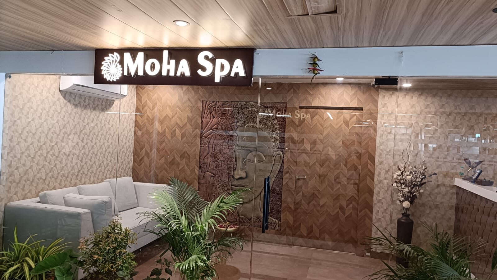 Moha Spa entrance signage in Kokapet